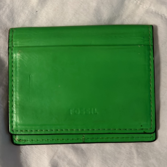 Fossil Handbags - FOSSIL Green Leather Card Holder